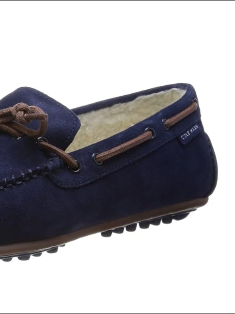 Cole Haan Blue Suede Grant Slip-On Moccasin Loafers Shearling Size 9.5M NWOT